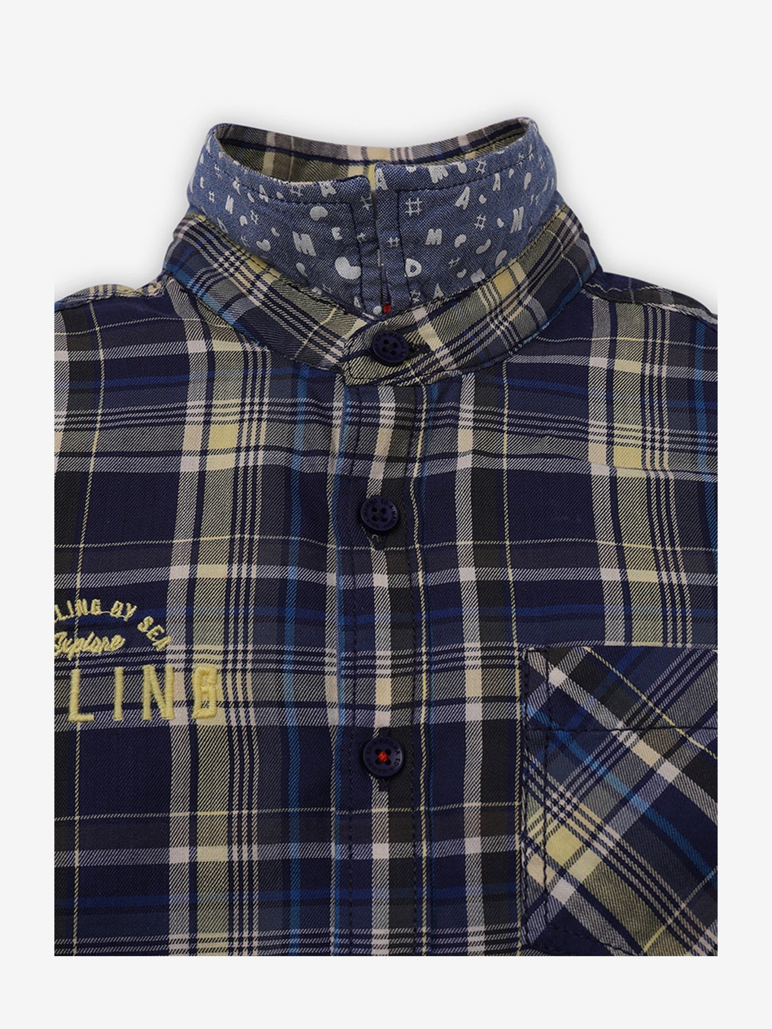 Ed-a-Mamma Kids Navy Checks Full Sleeves Shirt