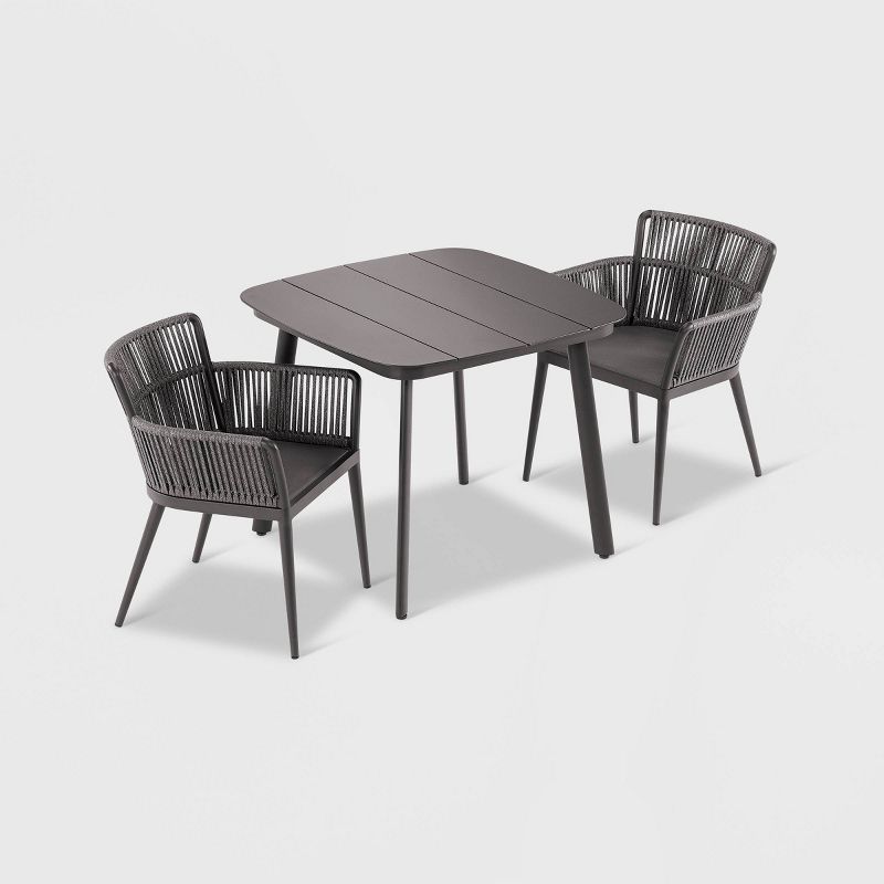 3pc Nette Dining Table Set with Eiland Table Carbon/Pewter - Oxford Garden