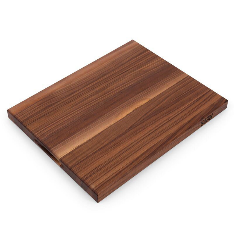 John Boos Reversible 21 Inch Wide 1.5 Inch Thick Au Jus Carving Cutting Board with Deep Juice Groove, 17 x 21 x 1.5 Inches, Walnut
