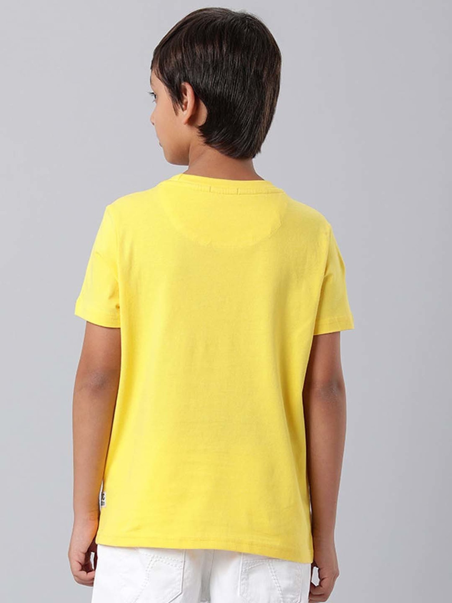 Indian Terrain Kids Yellow Cotton Printed T-Shirt