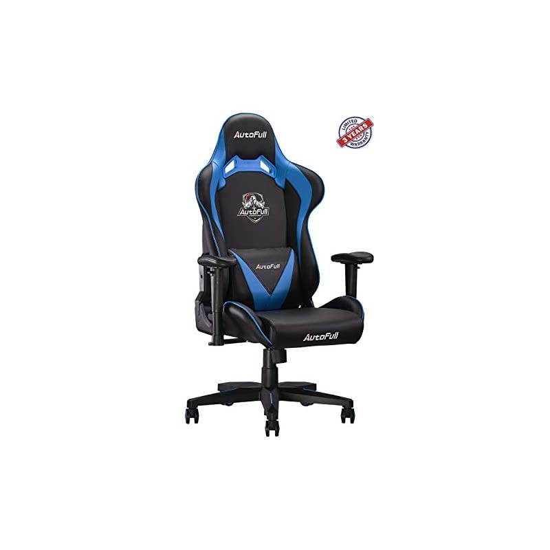 Gaming Chair Racing Office Ergonomic High-Back Computer Chair PU Leather Desk Chair with Headrest and Lumbar Support E-Sports Swivel Chair, Blue