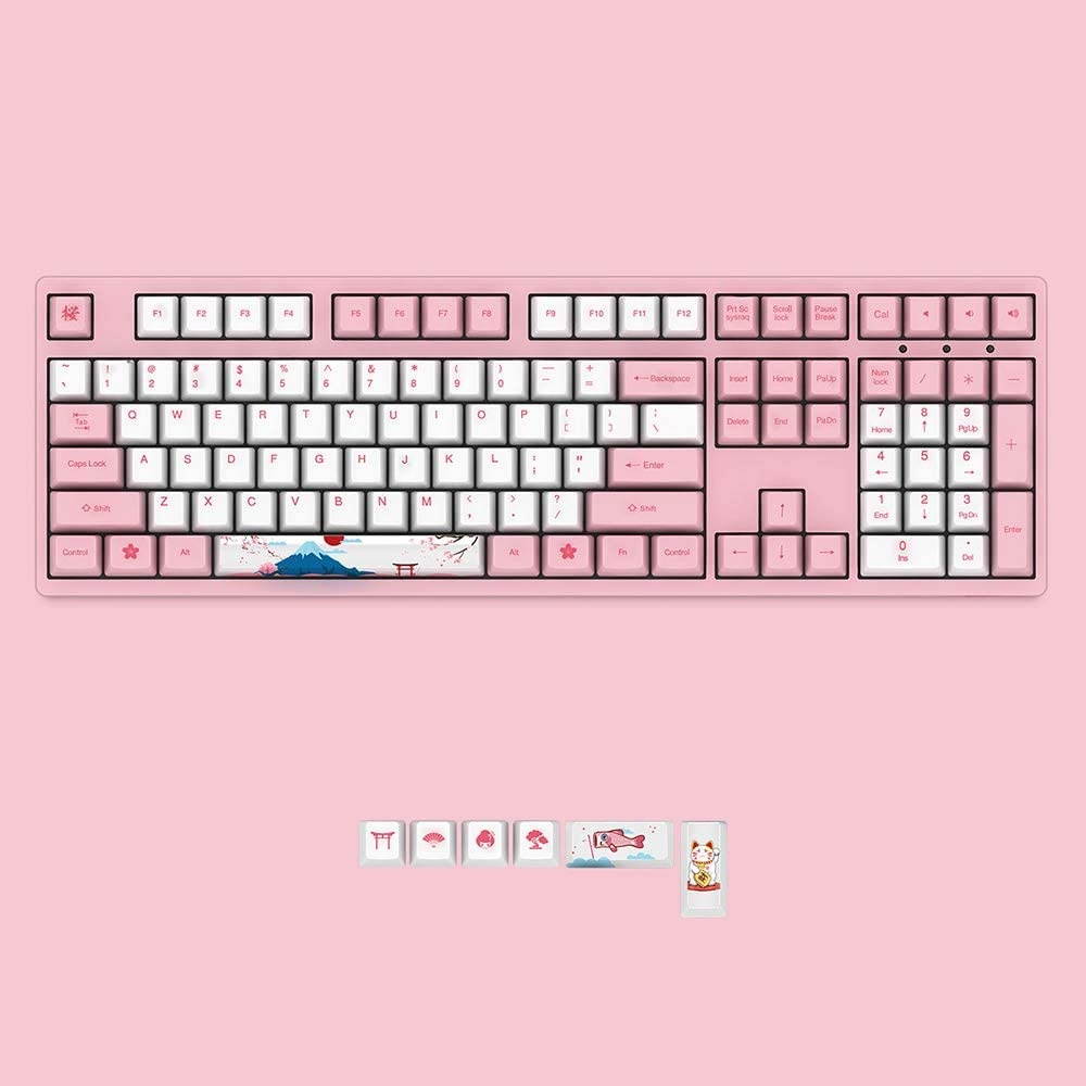 EPOMAKER AKKO 3108 World Tour Tokyo 108 Keys Wired Full Size Mechanical Keyboard with Dye Sublimation PBT Keycaps, NKRO for Gamers/Mac/Win (AKKO 2nd Gen Pink Switch, 108 Keys)