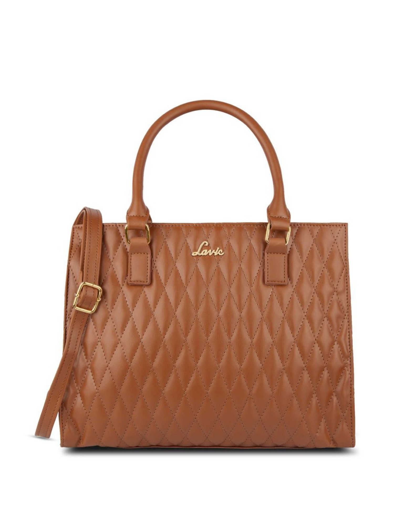 Lavie Stitch Shelly Tan Synthetic Quilted Handbag