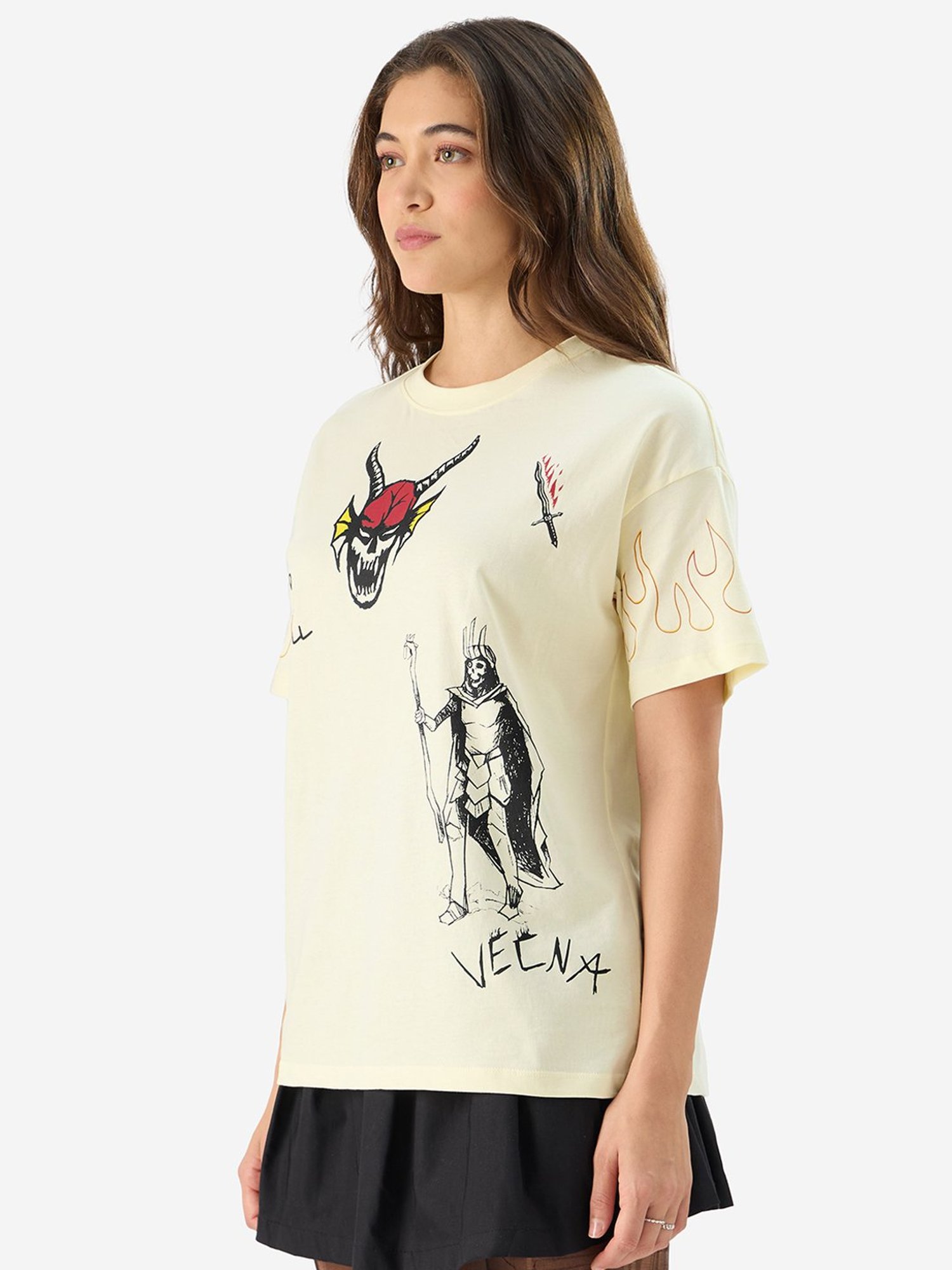 The Souled Store Off-White Cotton Printed T-Shirt