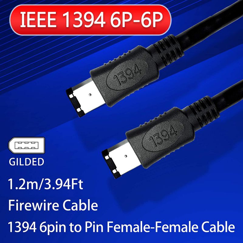 Besthot - FireWire/IEEE 1394 Cable - Apply to Mac PC Printer Terminal Equipment Length 1.2 m/3.93 Ft(6 pin-6 pin)