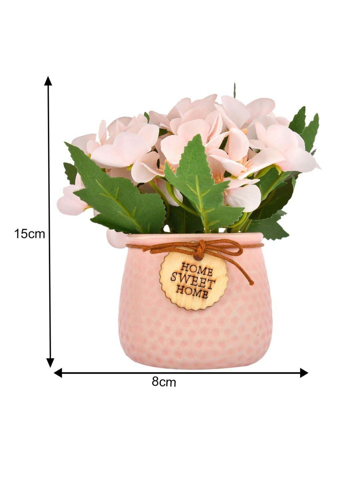 Tayhaa Pink & White Ceramic Artificial Flowers Bunch With Pot