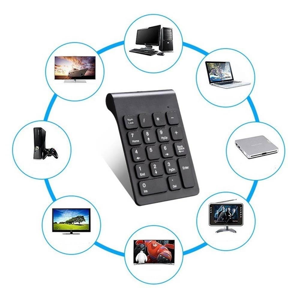 Zgeer 2.4G Mini Ultra-Thin Wireless 18 Keys Number Pad Numeric Keypad Digital Keyboard