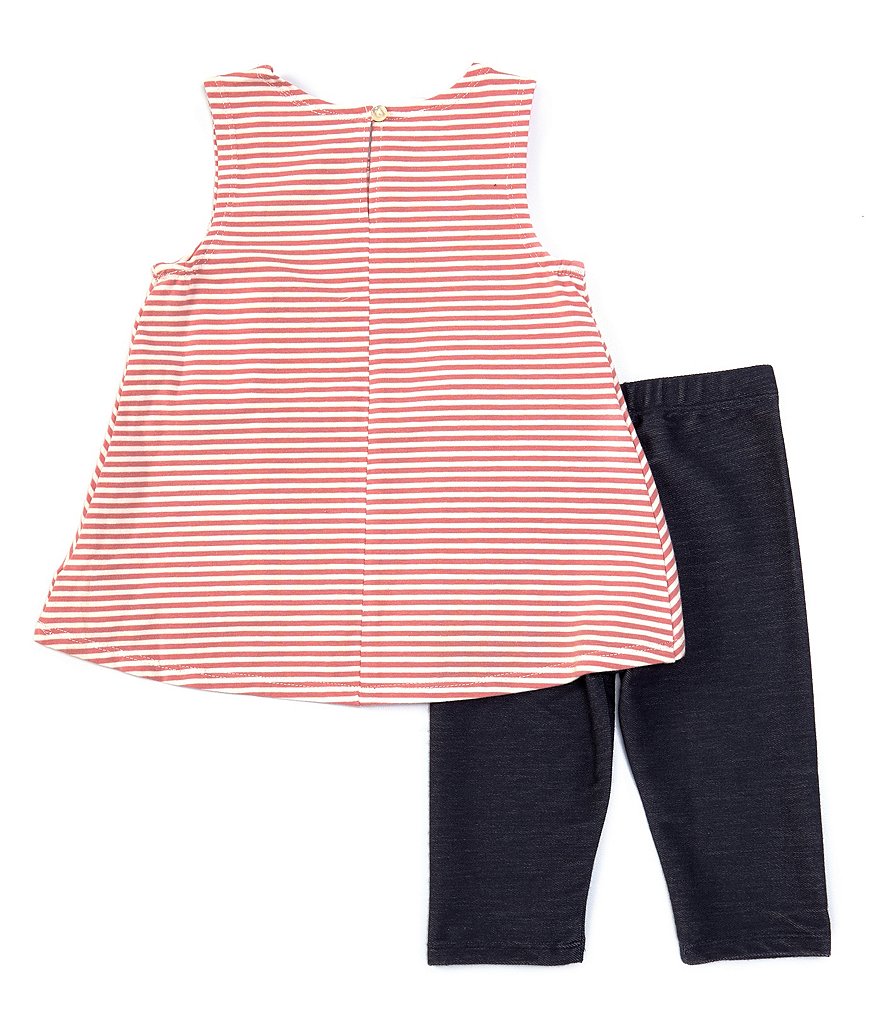 Pippa & Julie Baby Girls 12-24 Months Striped Tank Top & Denim Capri Leggings Set