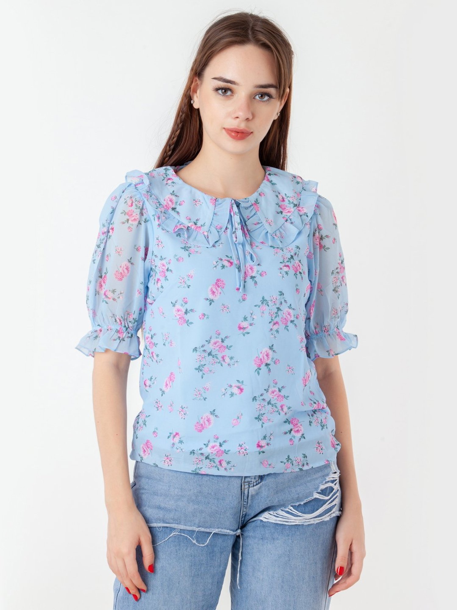 Zink London Blue Printed Top