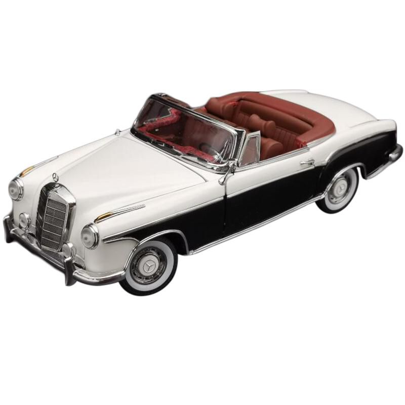 1958 Mercedes Benz 220 SE Convertible Ivory White and Black 1/18 Diecast Model Car by SunStar