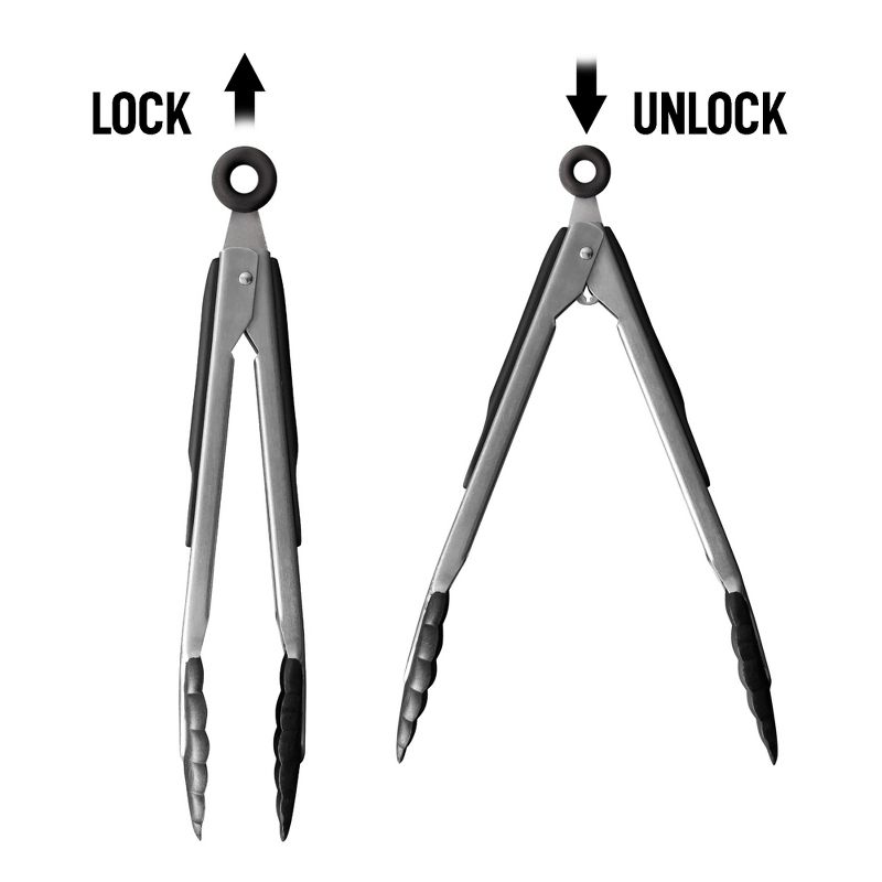 Zulay Kitchen Premium Set of Stainless Steel Tongs for Cooking, Grilling and Barbecue (Set of 2) - 12" and 9"