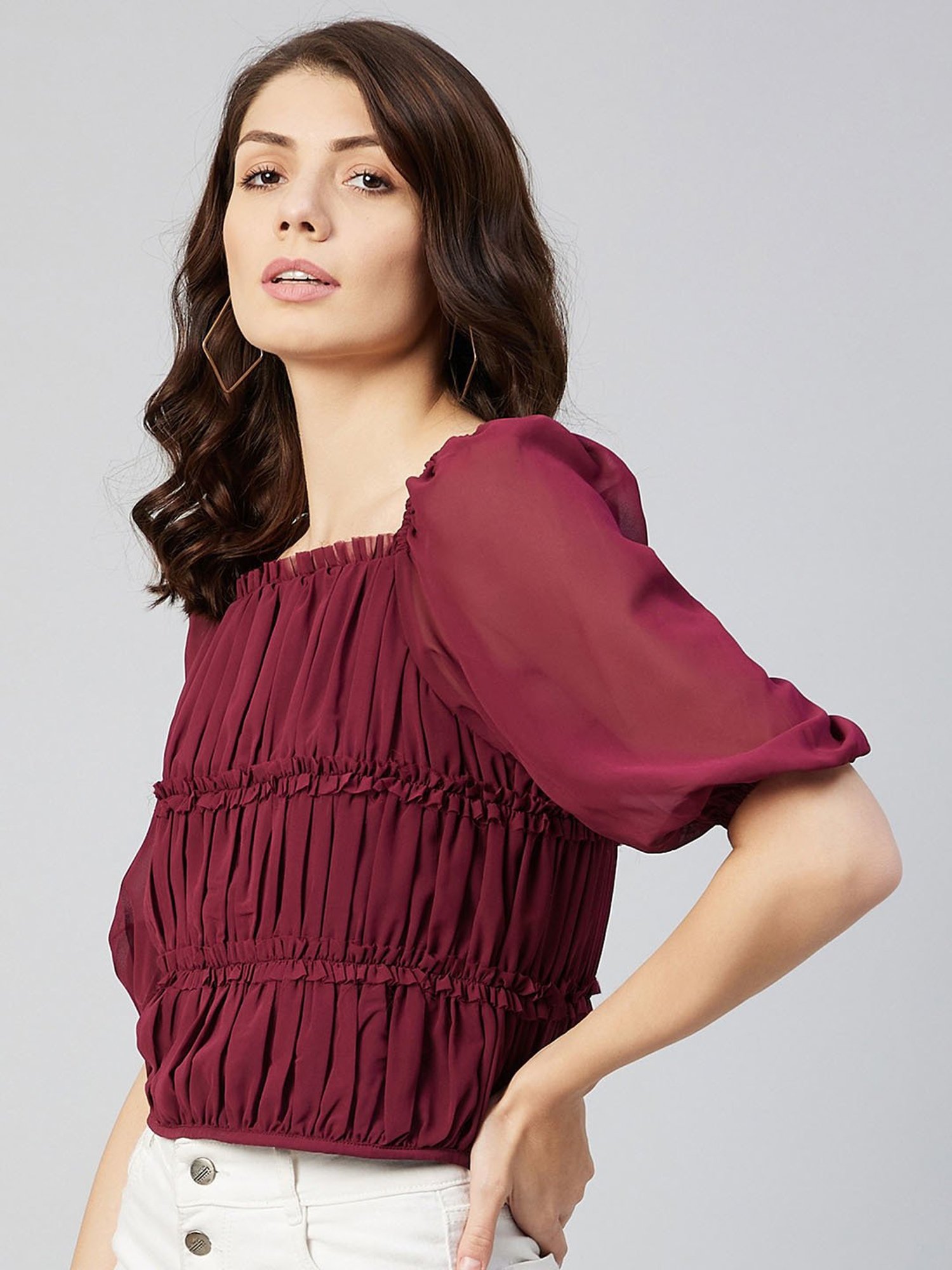 Marie Claire Maroon Top
