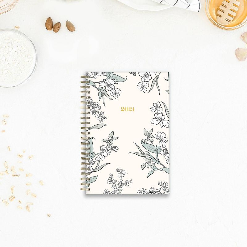 2021 The Everygirl Planner 5" x 8" Clear Plastic Cover Weekly/Monthly Wirebound Tuberose - Blue Sky