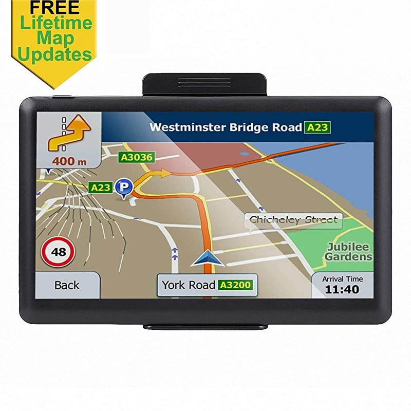 GPS, 7 inch Portable 8GB Navigation System for s, Lifetime Map Updates, Real Voice Turn-to-Turn Alert Vehicle GPS Sat-Nav Navigator, On-Dash Mount