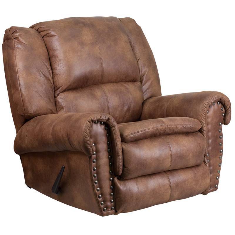 Contemporary Breathable Comfort Fabric Rocker Recliner Almond Brown - Riverstone Furniture Collection