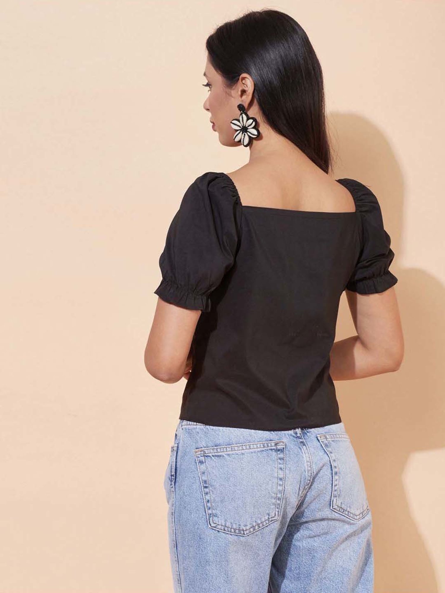 SELVIA Black Regular Fit Top