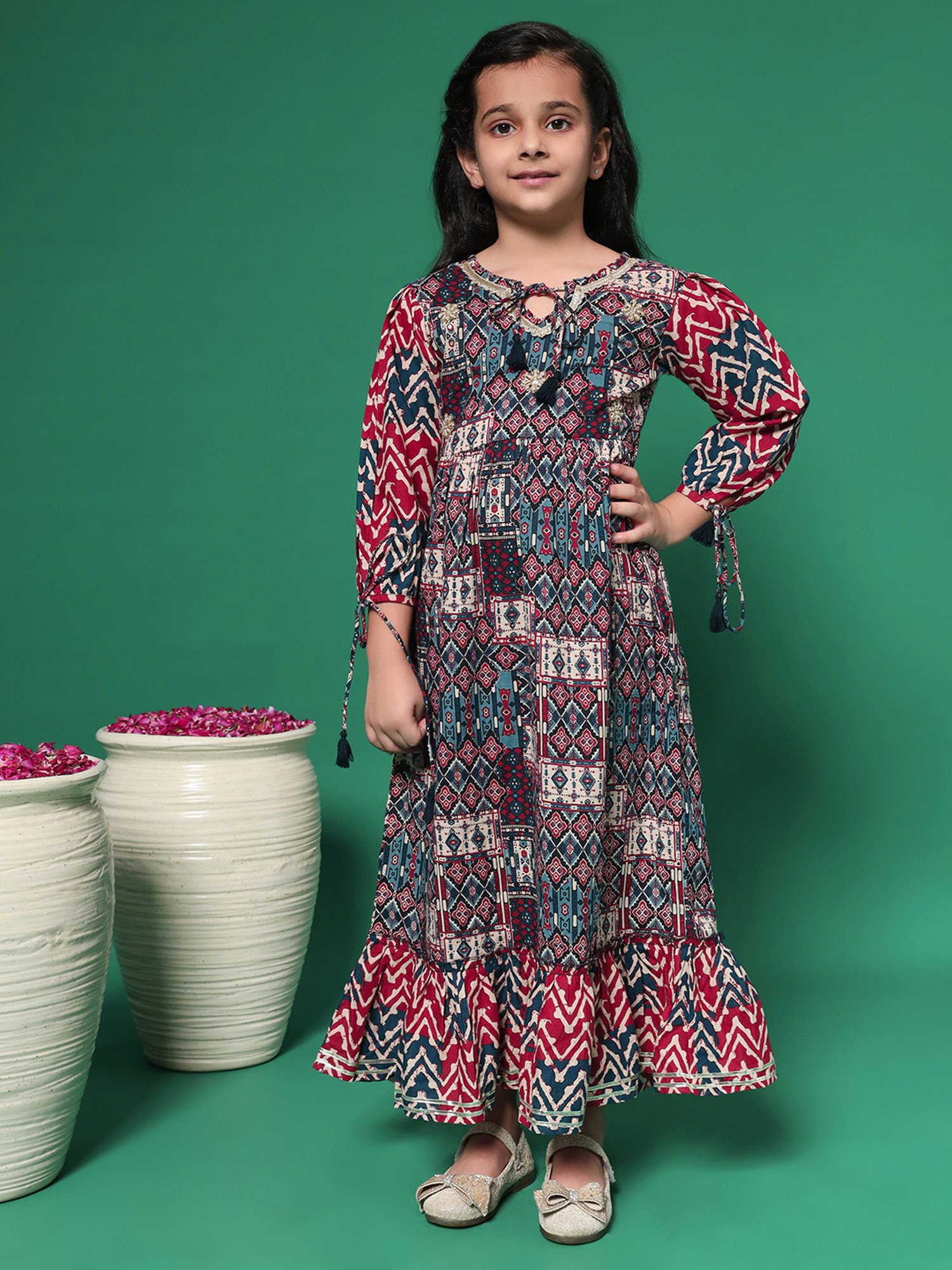 READIPRINT FASHIONS Kids Multicolor Printed Dress