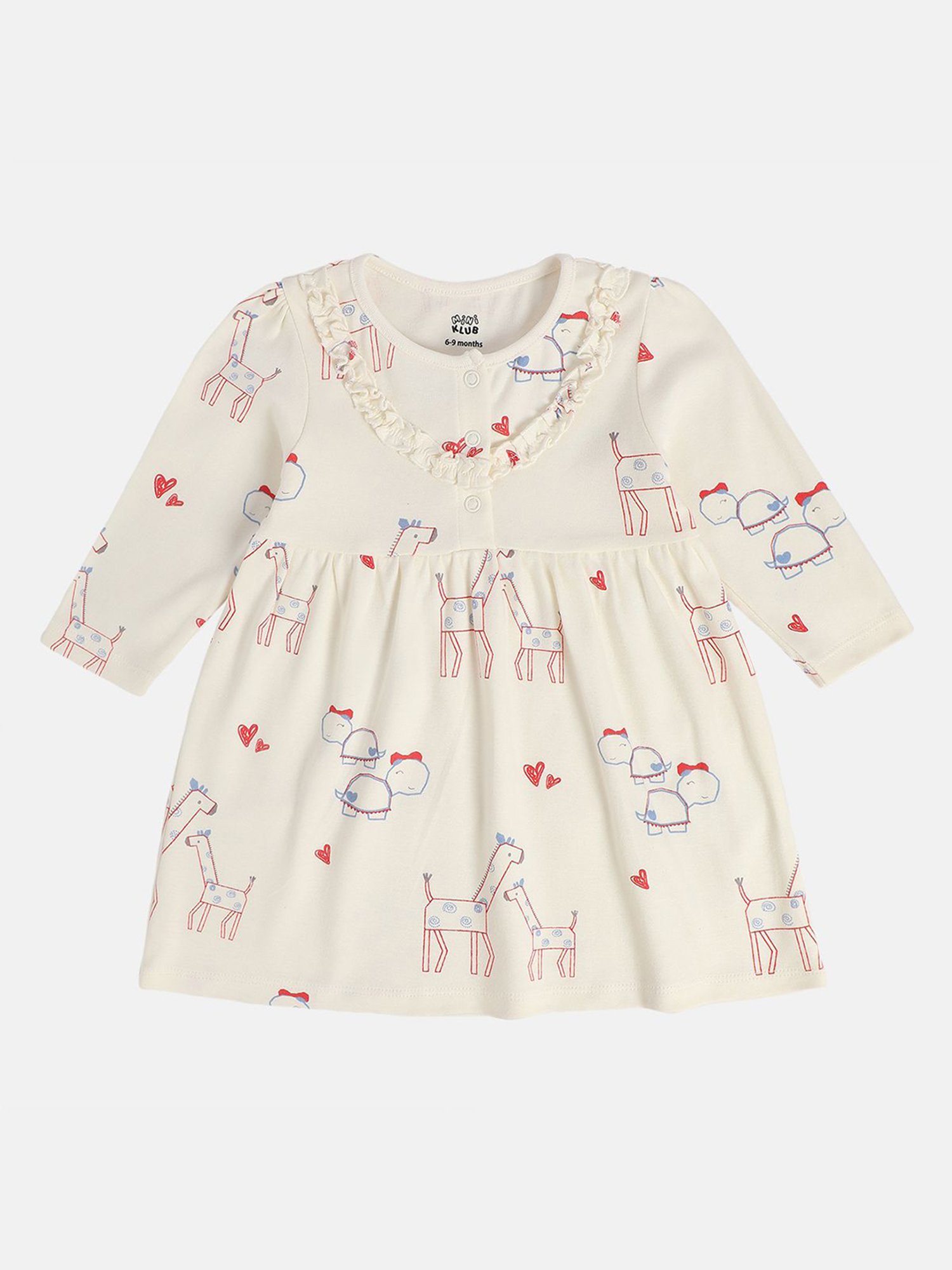 MINIKLUB Girls Pink & White Printed Full Sleeves Dress (Pack Of 2)