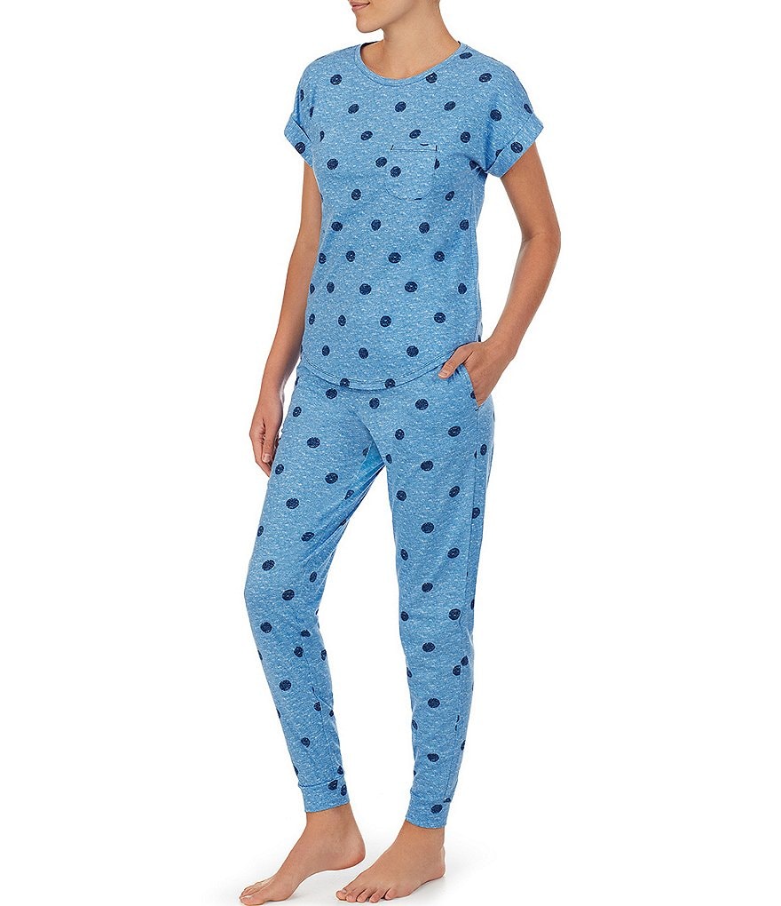 Jane & Bleecker New York Cozy Dot Print Jersey Knit Jogger Coordinating Pajama Set
