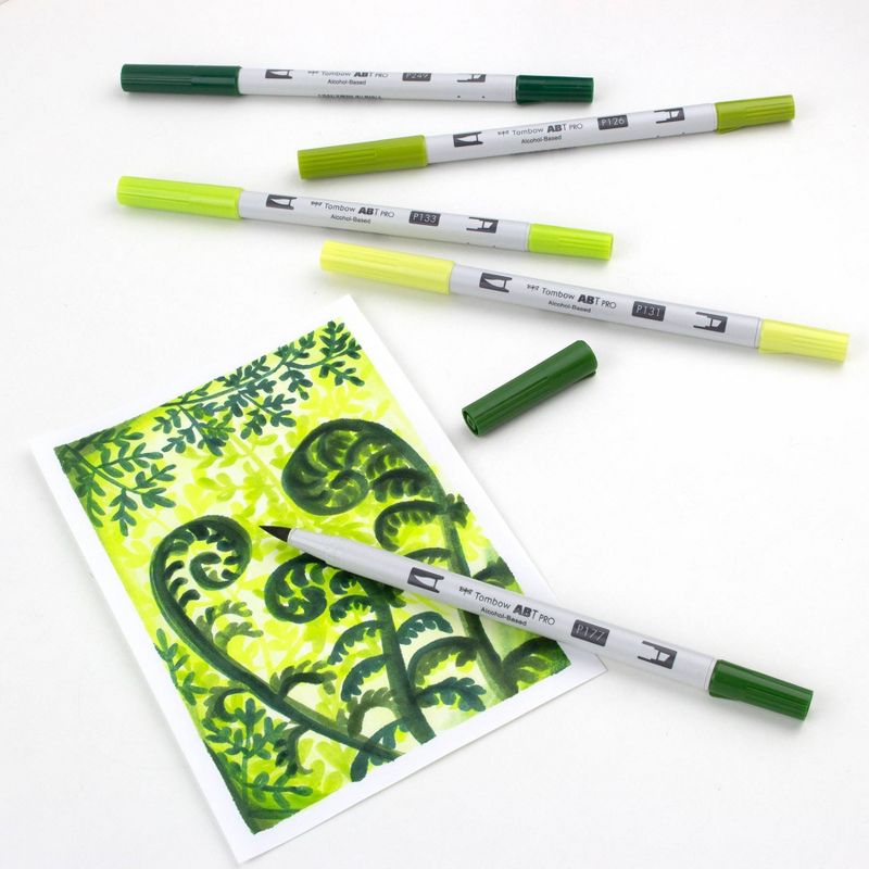 5ct ABT PRO Dual-Tip Alcohol Based Art Markers Green Tones - Tombow