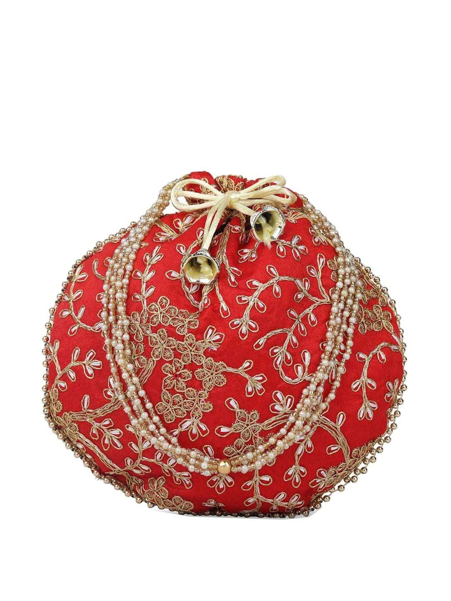 Gaurapakhi Red Embroidered Potli