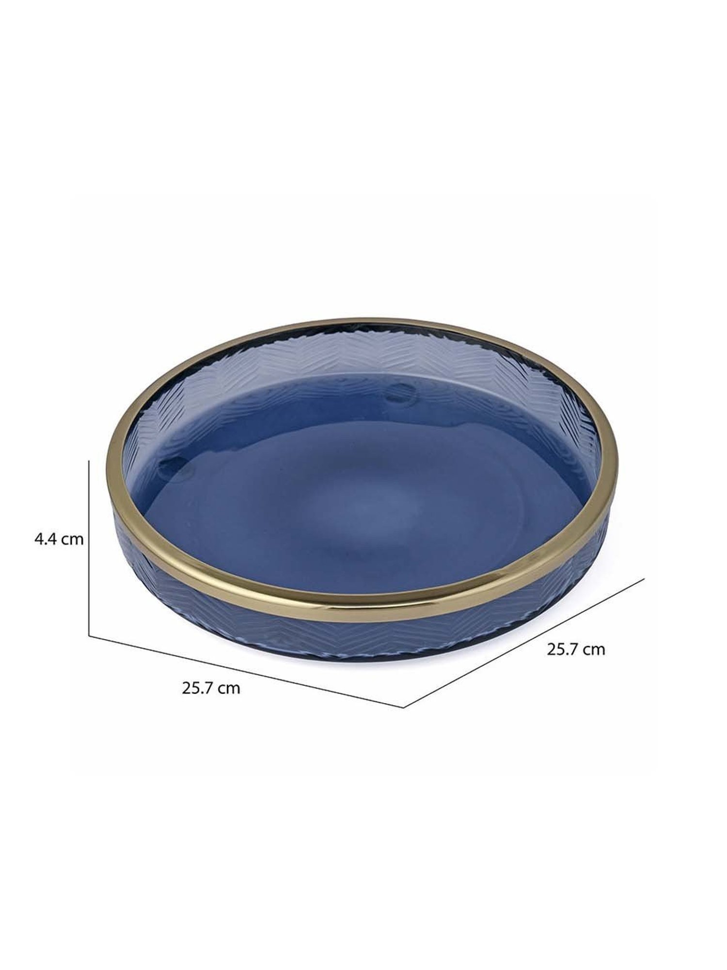 @Home Blue & Gold Glass Transparent Bathroom Accessories Tray