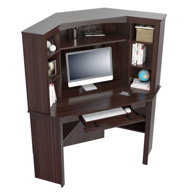 Corner Workstation with Hutch Espresso - Inval
