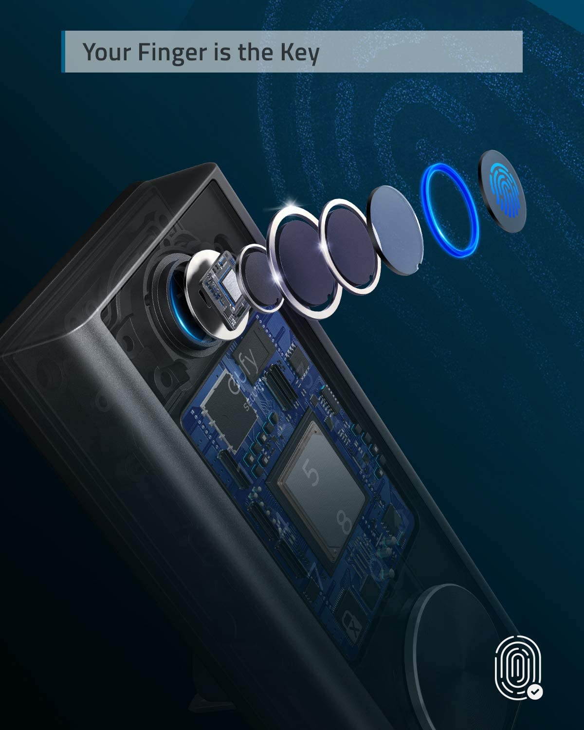 eufy Security Smart Lock Touch & Wi-Fi, Fingerprint Scanner, Keyless Entry Door Lock, Smart Wi-Fi Lock, Bluetooth Electronic Deadbolt, Touchscreen Keypad, BHMA Certified, IP65 Weatherproofing