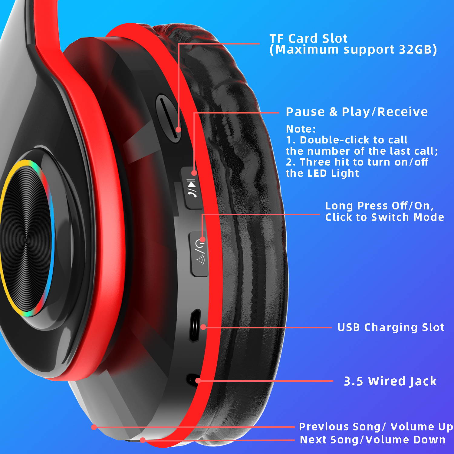 Donwell  For PS5 PS4 Xbox One PC Microphone Wireless Pro Gaming Headset With Mic  Foldable Headphones Wireless Headset Over Ear Noise Reduction Earphone Stereo
