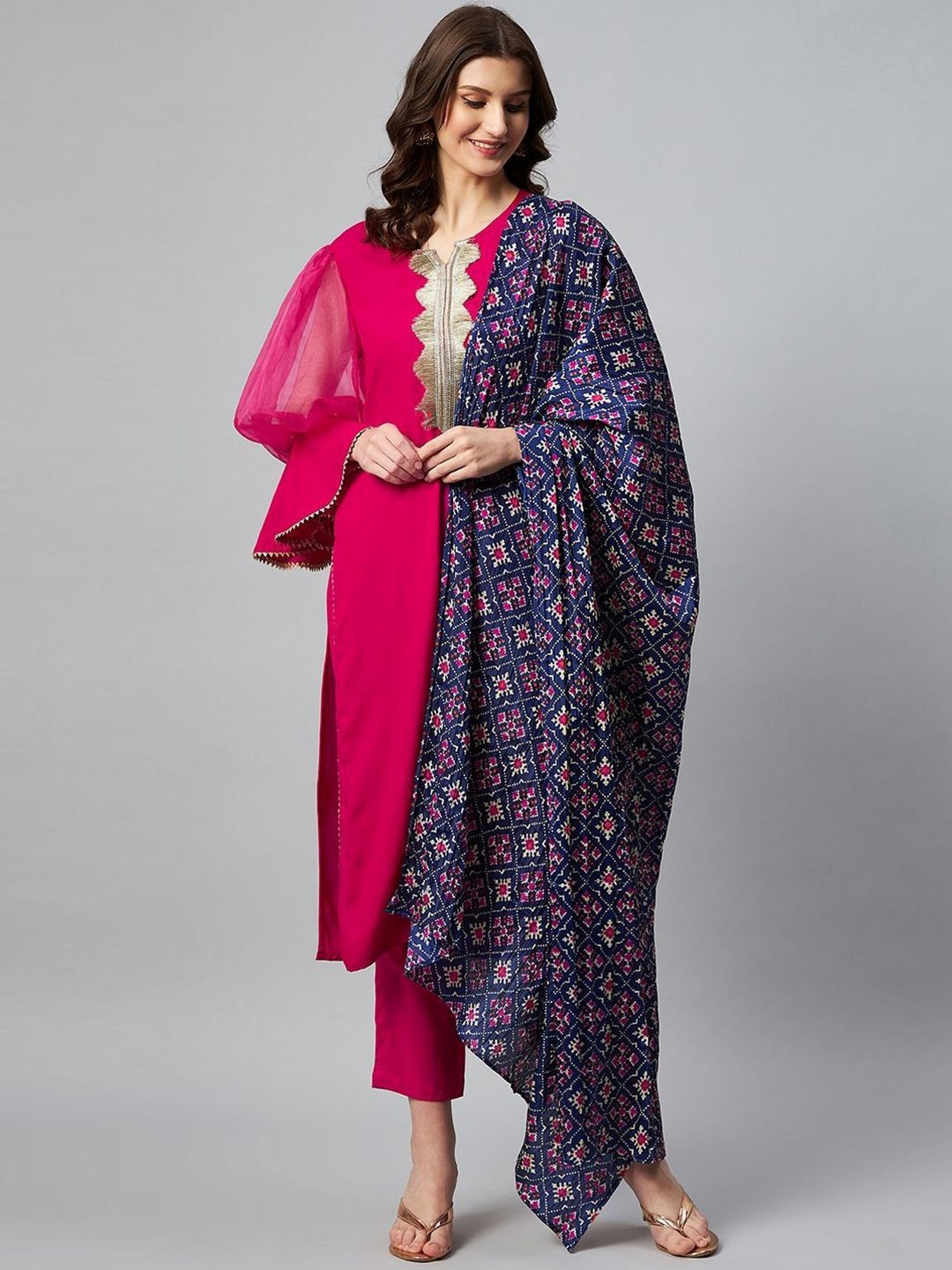 Inweave Blue Printed Dupatta