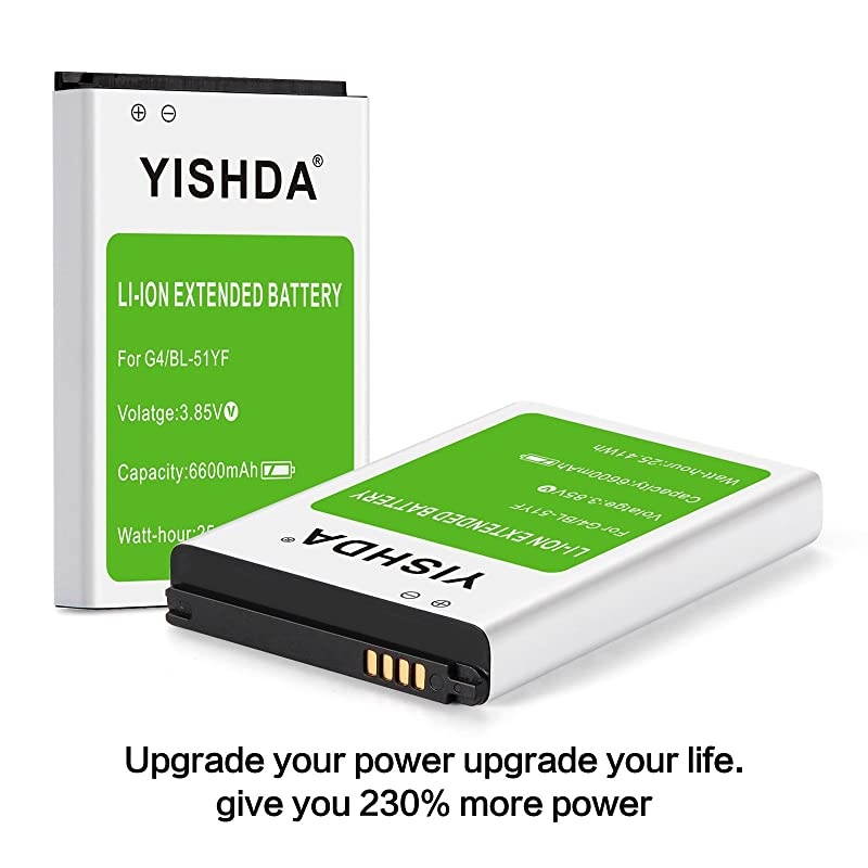 Battery for LG G4 6600mAh Replacement LG G4 Extended Battery BL51YF with Back Cover amp TPU Protective Case for H815 H812 H811 H810 VS986 VS999 US991 LS991 F500 Phone | LG G4 Battery