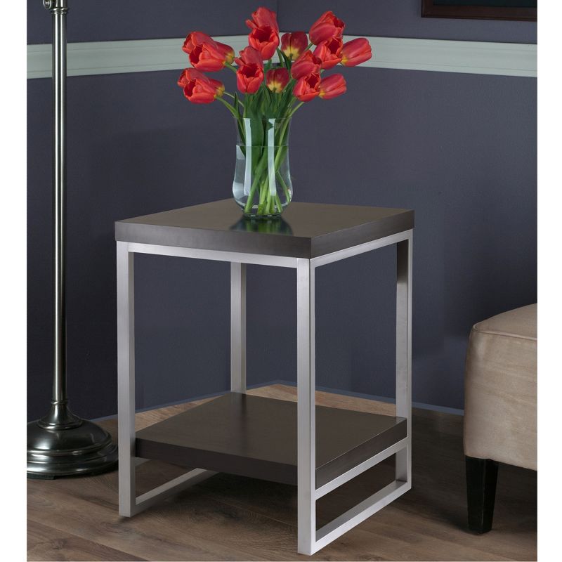Jared End Table, Enamel Steel Tube - Dark Espresso - Winsome