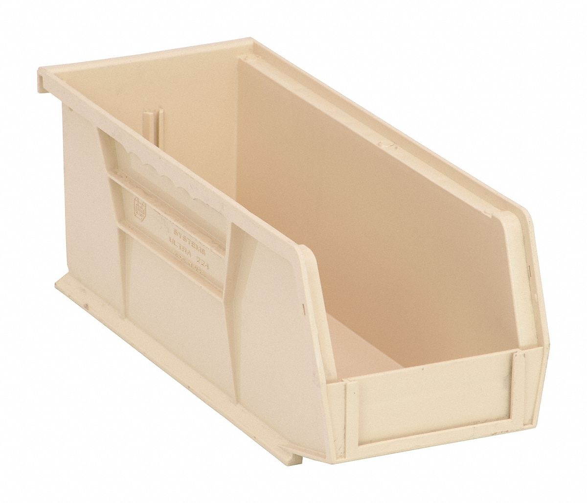 QUANTUM STORAGE SYSTEMS QUS224IV Ivory Hang and Stack Bin, 10-7/8"L x 4-1/8"W x