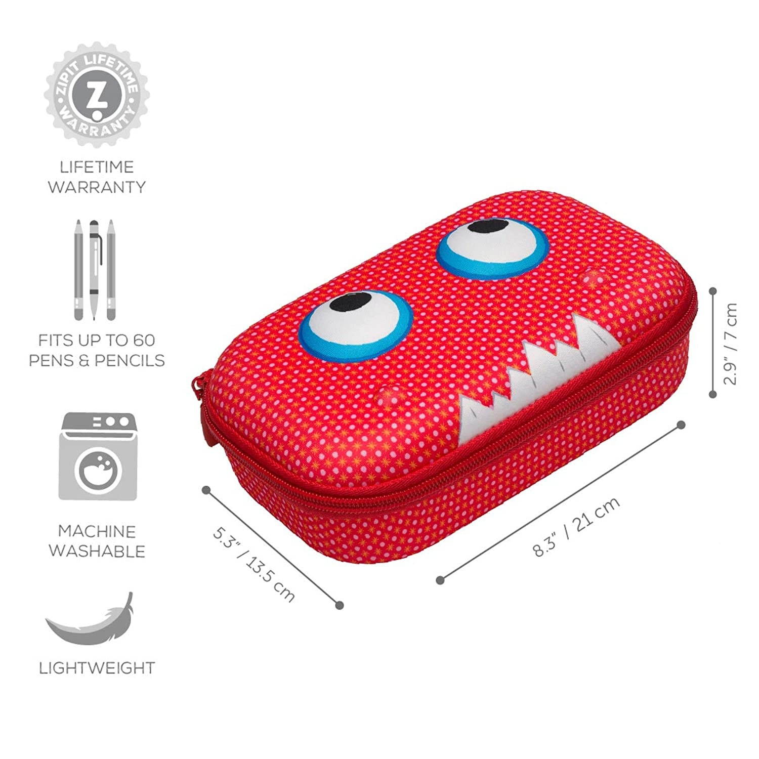 ZIPIT Beast Pencil Case/Pencil Box/Storage Box, Red