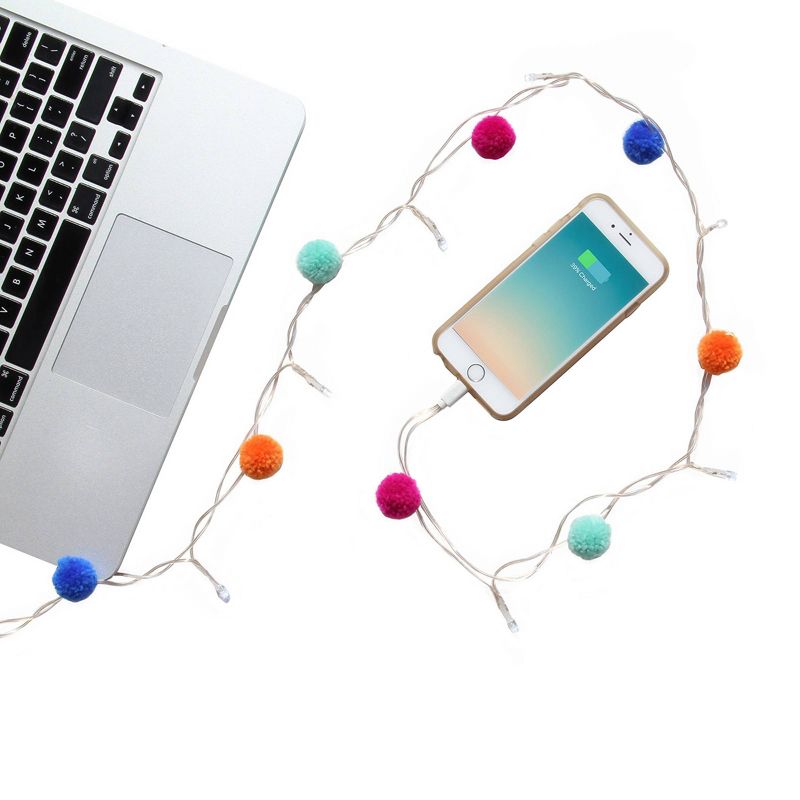 46" LED Pom Pom Phone Charger USB Cable