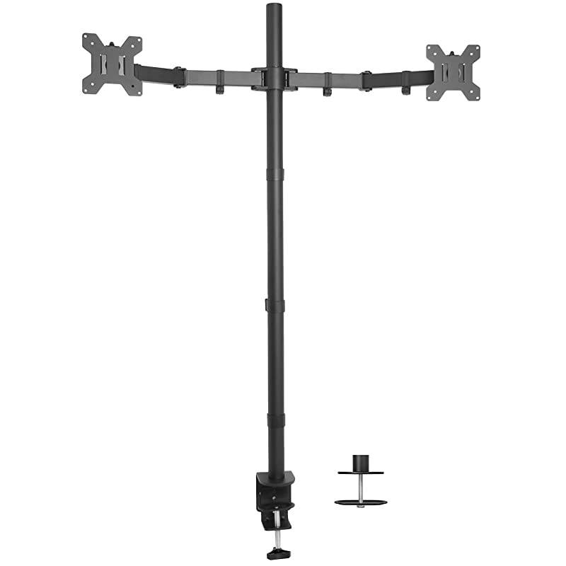 Dual Monitor Stand Up Desk Mount Extra Tall 39 inch Pole | Fully Adjustable Stand for up to 27 inch Screens STANDV012