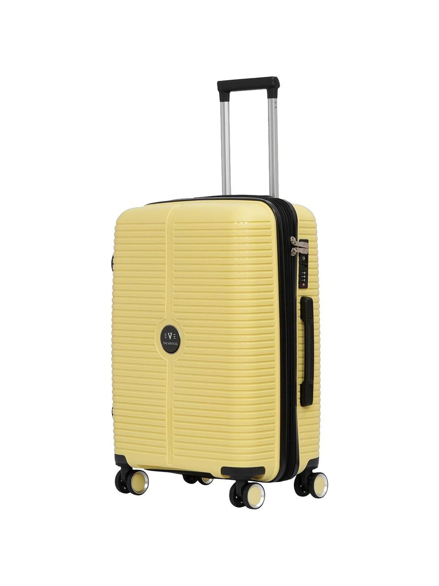 The Vertical Stellar Yellow Wheels 8 Medium Hard Cabin Trolley Bag