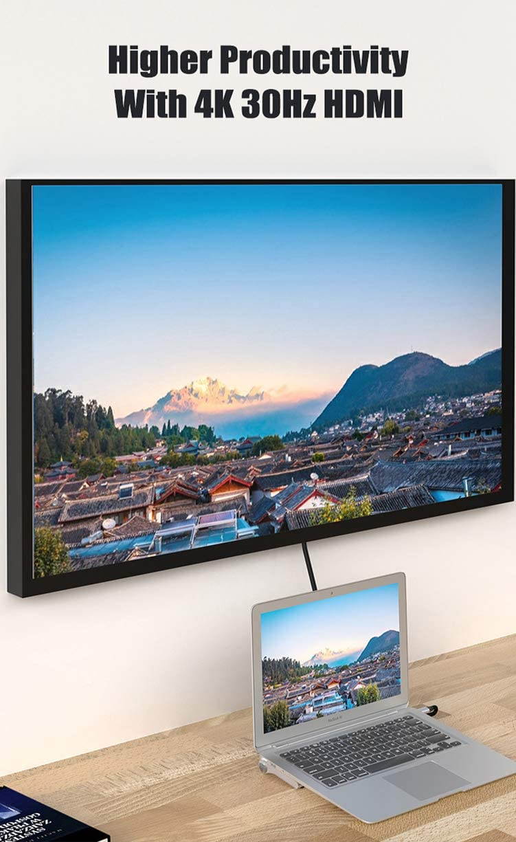 Ackmioxy USB C Docking Station 6 in 1 USB C Hub Laptop Docking Station Adapter with PD 3.0,4K HDMI,2 USB 3.0,SD/TF Card Reade Compatible with MacBook Pro/Air,Dell,HP and More USB Type-C Devices