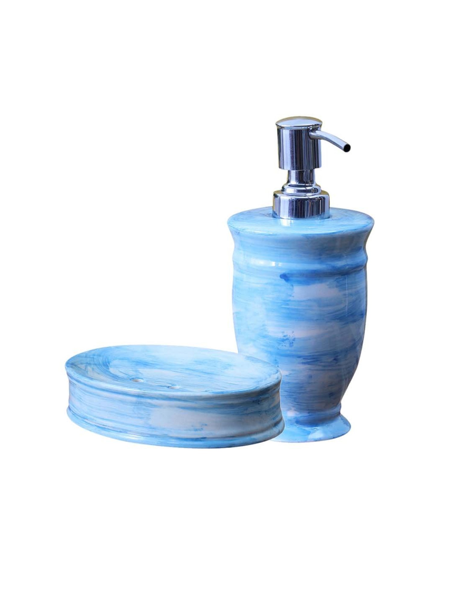 VarEesha Sky Blue Ceramic Bath Accessories - Set of 2