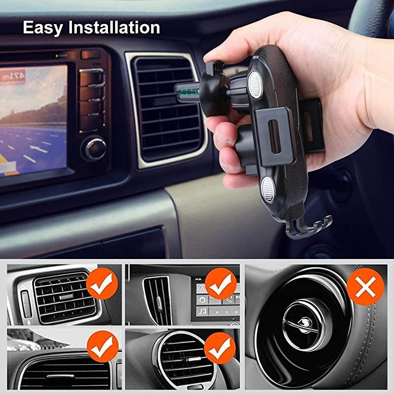 Car Charger Automatic Clamping 10W Qi Fast Charging Car Charger Mount Compatible with iPhone 1111pro11pro MAXXs MAXXSXRX88p Samsung S10S10+S9S9+S8S8+