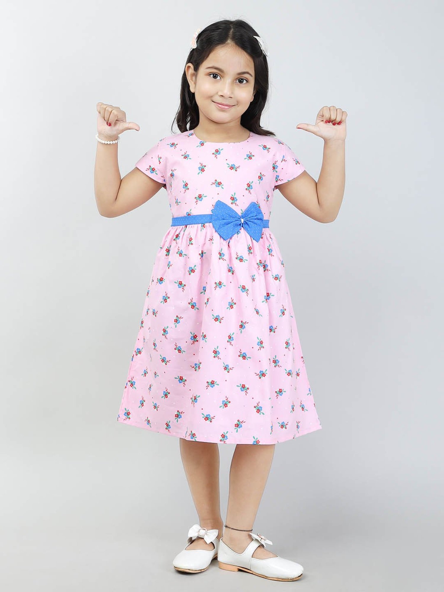 Todd N Teen Kids Pink Floral Print Frock