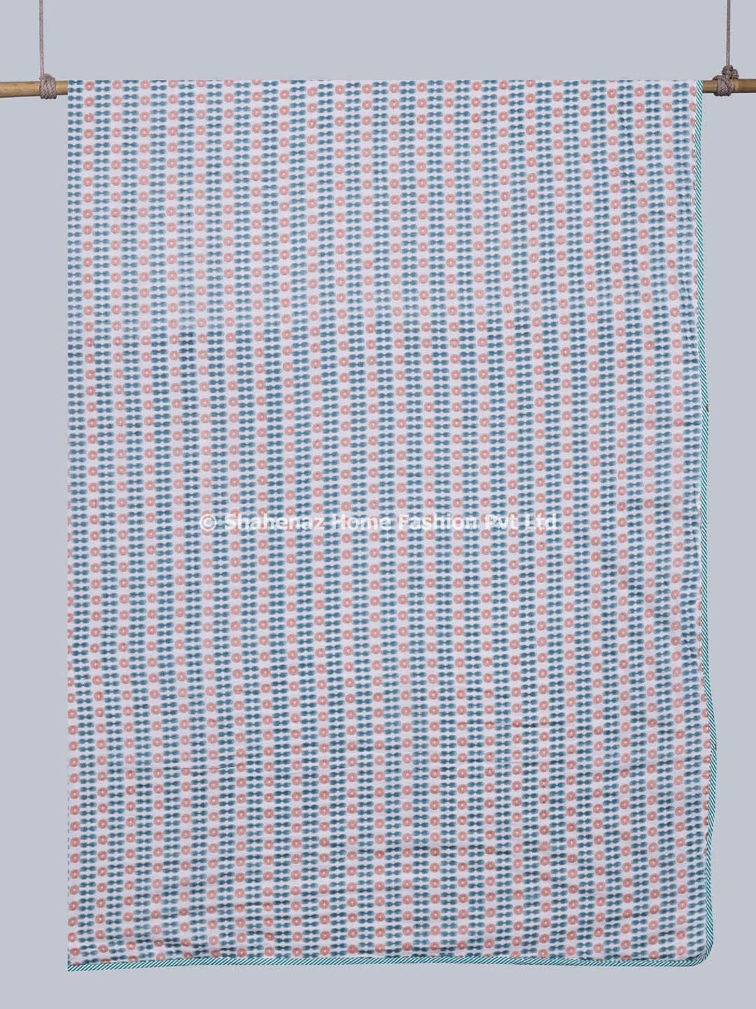 Haus & Kinder Cambric Floral Green & Yellow Cotton Single Reversible Dohar