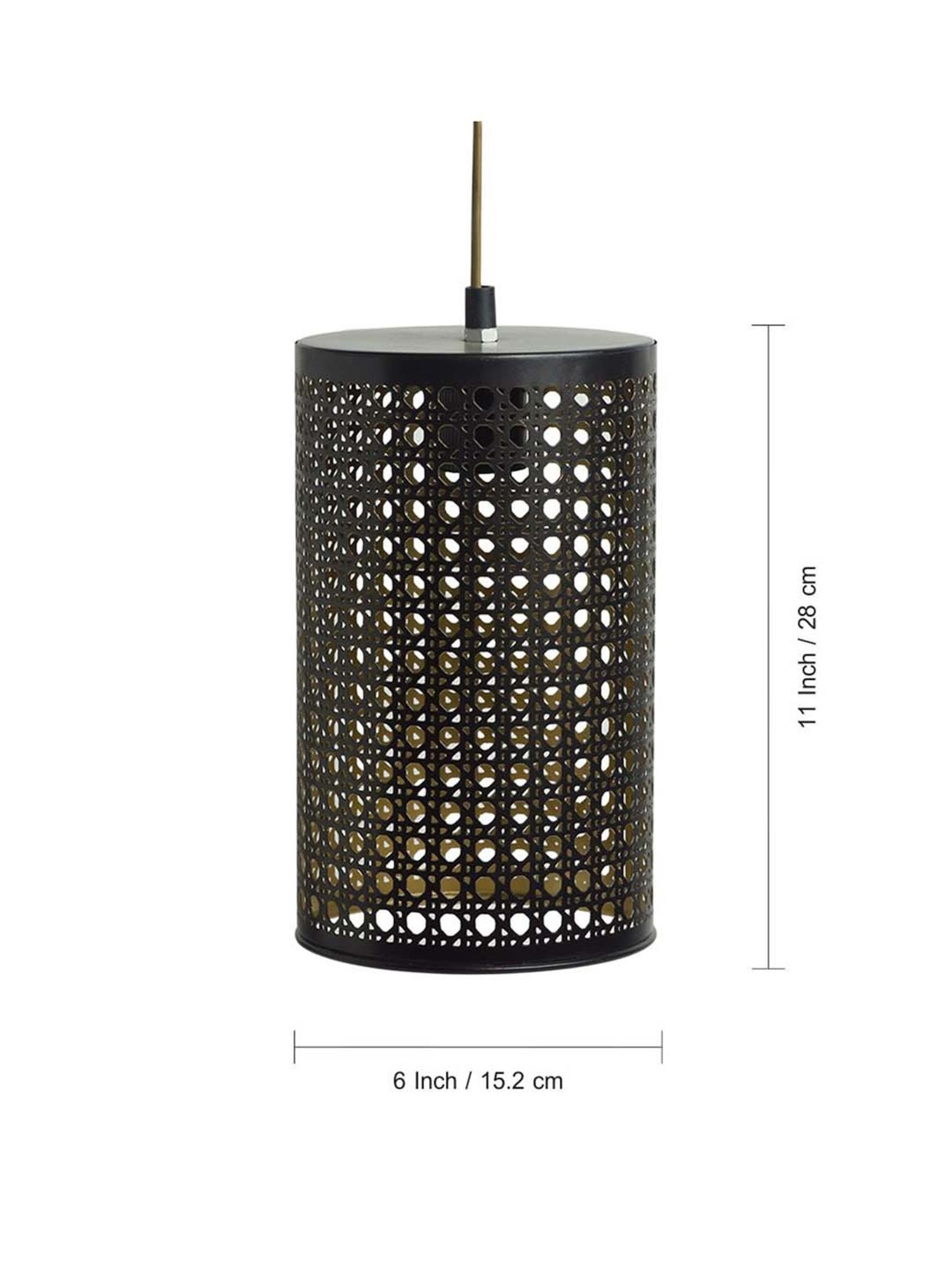 ExclusiveLane Ebony Elegance Brown Iron Hand-Etched Hanging Pendant Lamp