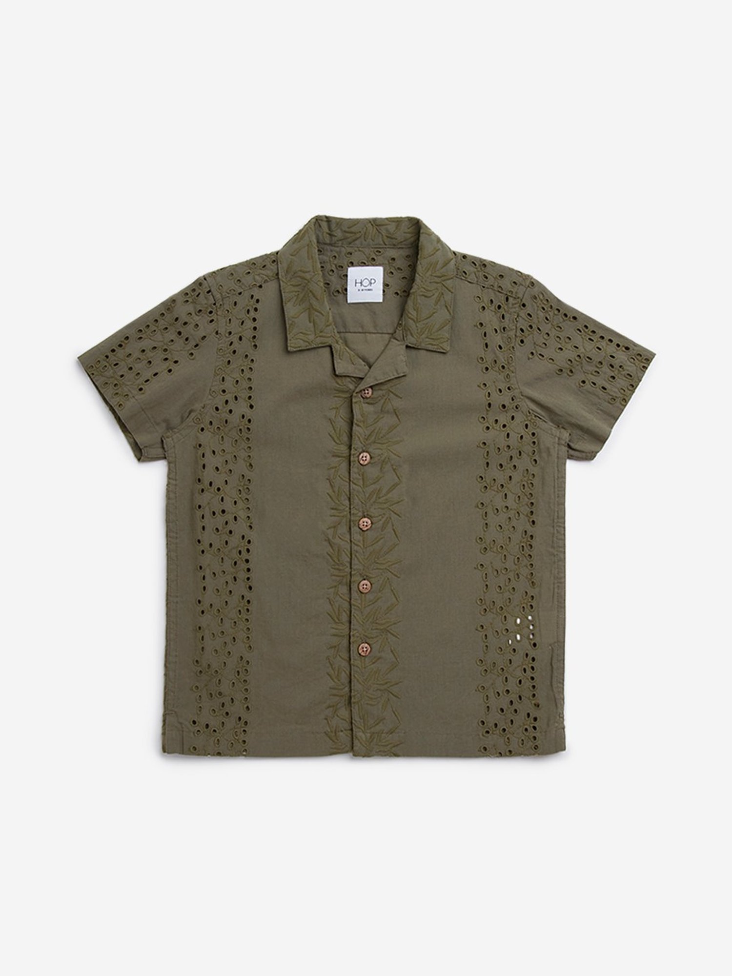 HOP Kids by Westside Olive Schiffli Design Resort-Fit Shirt