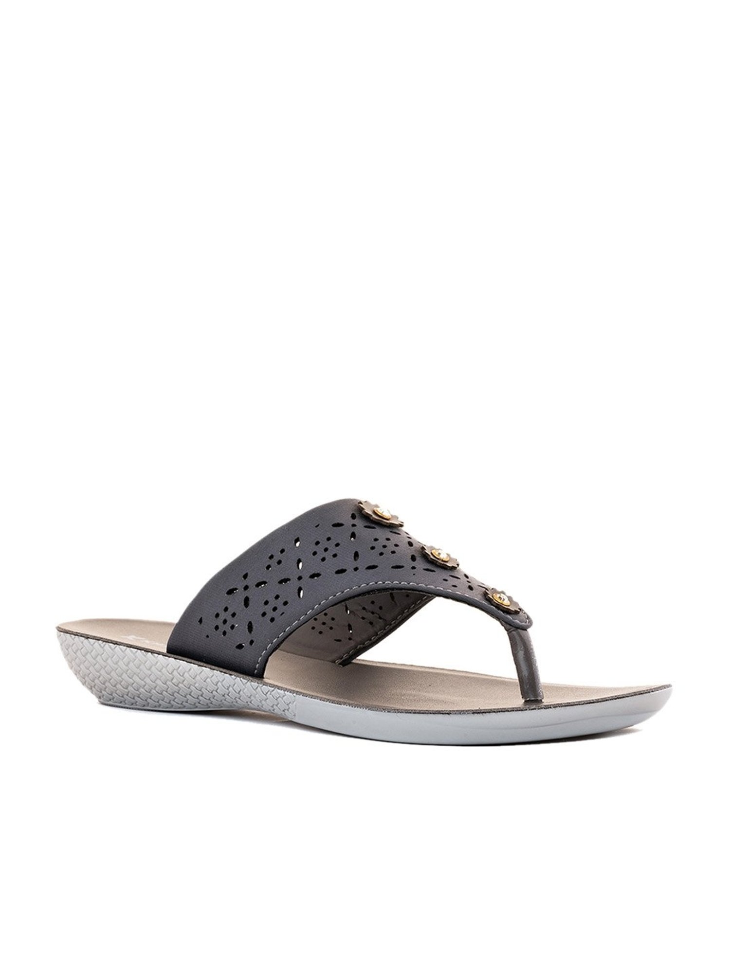 Khadim Women's Grey Thong Wedges