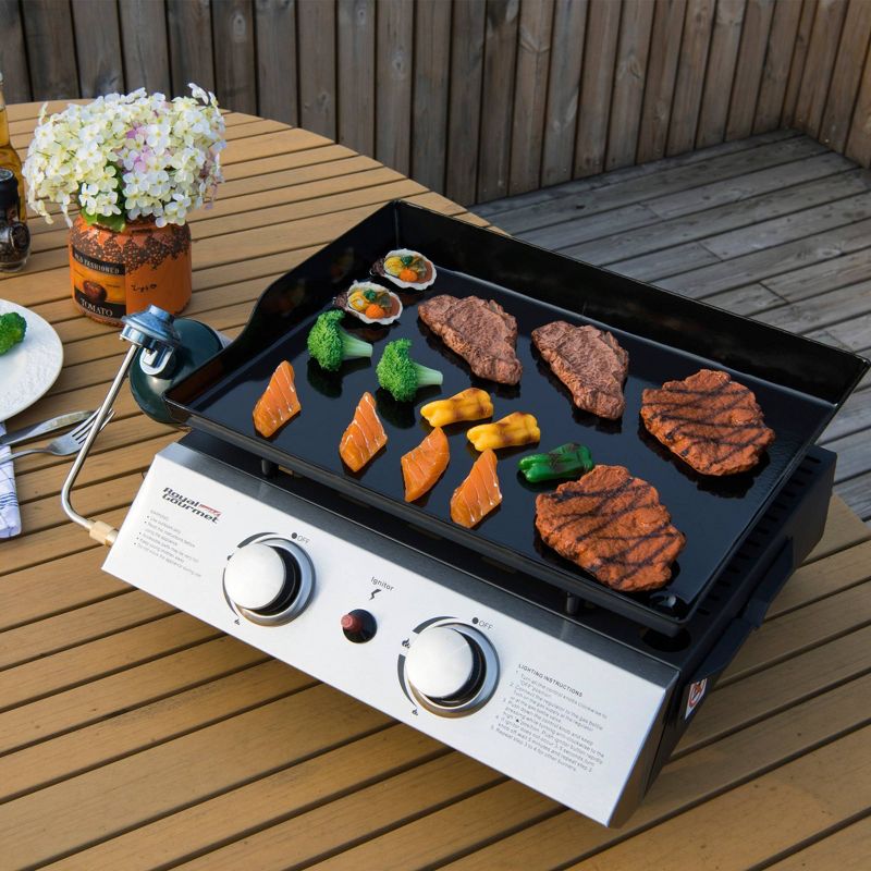 Portable 2 Burner Propane Gas Grill Griddle PD1200 Black - Royal Gourmet