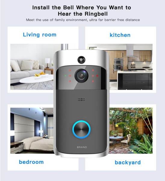HOMEMAXS Smart Home Wireless WiFi Video Doorbell Visible Remote Two-way Video Phone Intercom HD IR Night Vision Home Security Camera