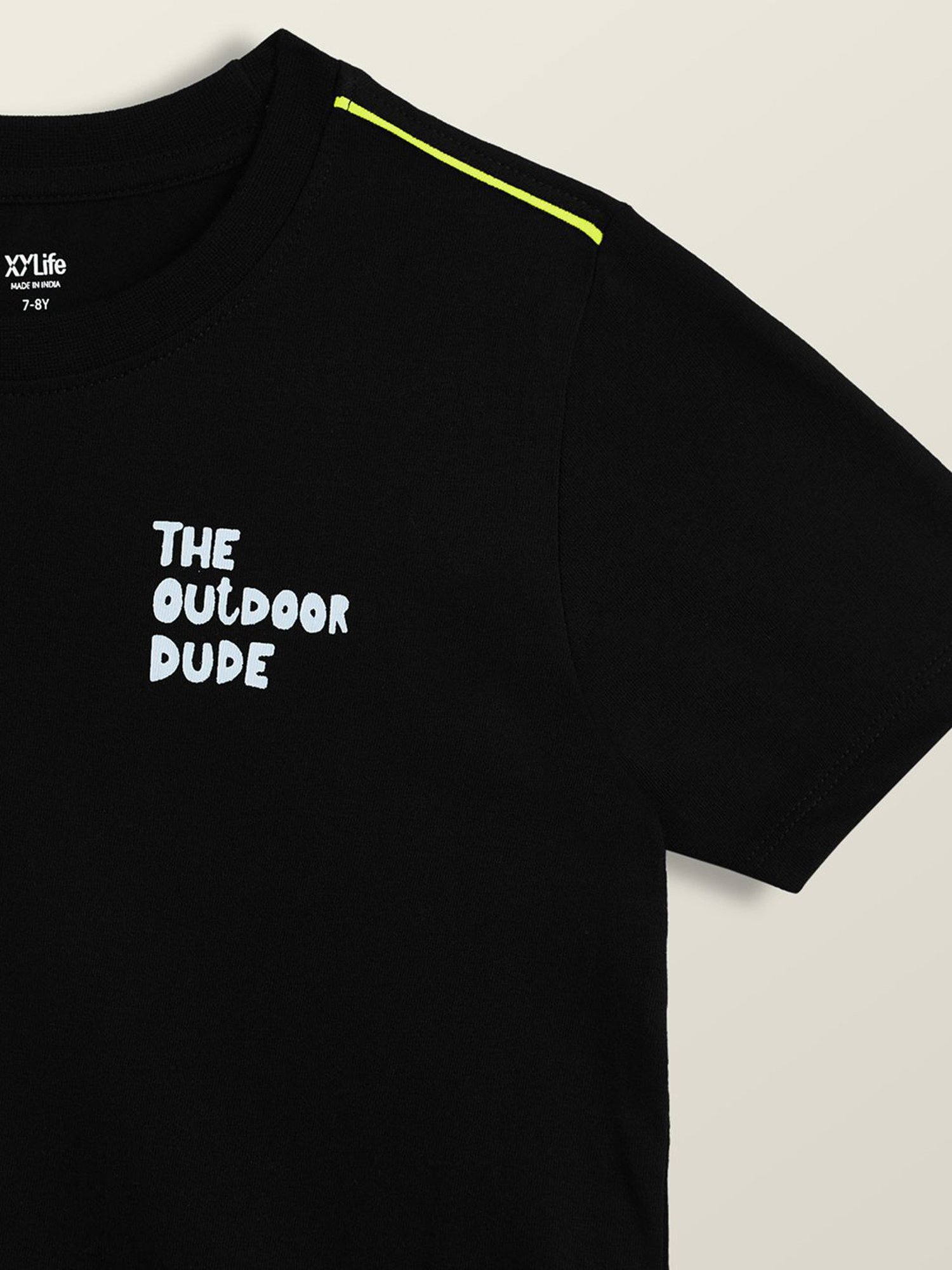 XY Life Kids Black Cotton Relaxed Fit T-Shirt