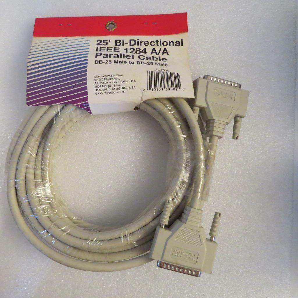 GCE 45-2525 25ft  Bi-Directional IEEE1284 A/A Parallel Cable DB25(M) to DB25(M)