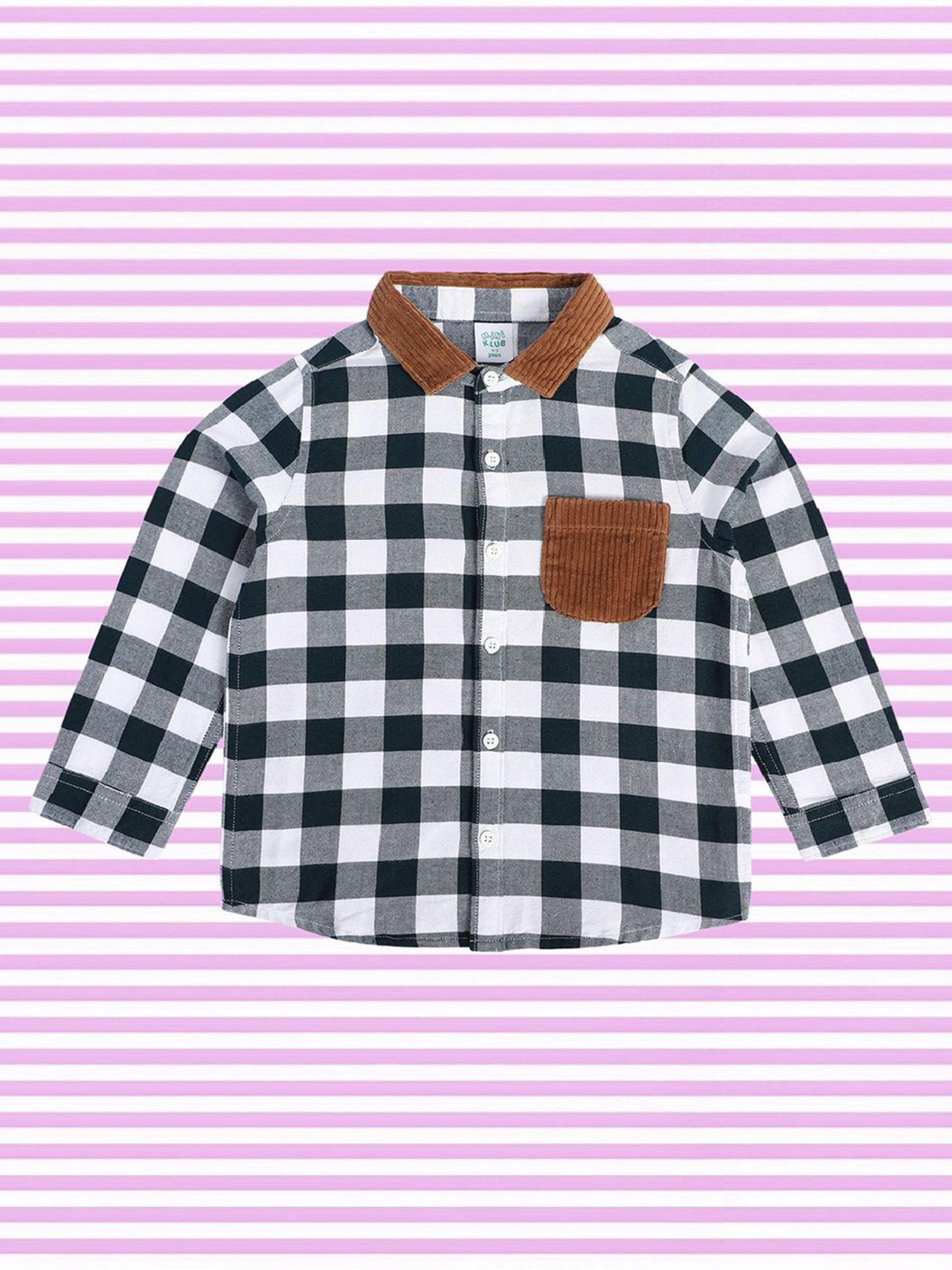 MINIKLUB Kids Black & White Checks Full Sleeves Shirt